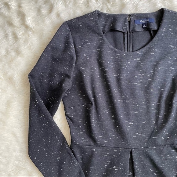Madewell Dress Gia Fit and Flare Long Sleeve Black Marled Concept 2 - Picture 7 of 14